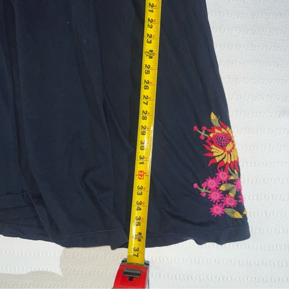 Johnny Was JW Los Angeles Embroidered Black Tunic Dress Large Cotton Boho Floral - Picture 10 of 12